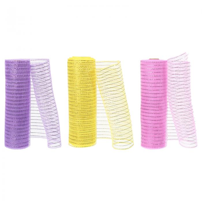 PATIKIL デコメッシュ3個セット クリスマスツリーやリース 装飾用 10インチ×10ヤード デコメッシュリボ..