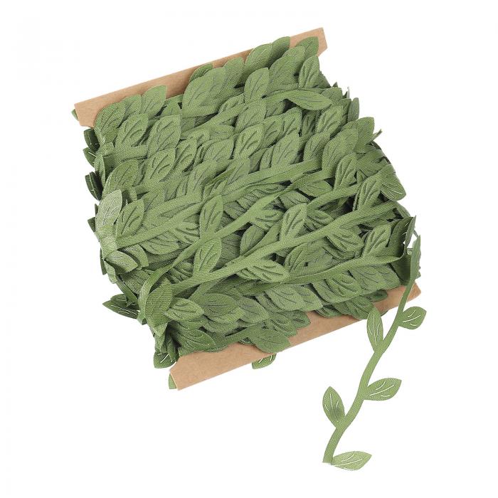PATIKIL 11ヤードの緑リーフリボン クリスマスリース作り ギフトラッピング ウェディングデコレーションに最適な人工の葉っぱのトリムロープ スタイル3