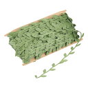 PATIKIL 44 ヤードの緑リーフリボン クリスマスリース作り ギフトラッピング ウェディングデコレーションに最適な人工の葉っぱのトリムロープ スタイル3