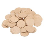 PATIKIL ウッドサークル 50個入り 丸い木製ディスク 穴付き 未完成の木製サークル 空白の木のコインのスライス 工芸アートプロジェクト絵画用