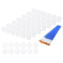 PATIKIL 5ml/0.2oz 空 ペイントポット 蓋 20ストリップ120個 ミニペイントストリップカップ 20本 ペイントブ ラシ 教室用 ペイント収納...