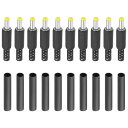 PATIKIL 4.8x1.7mm DCオスプラグ電源端子 直流プラグ電源端子 DCバケットコネクタ 20個入り 熱収縮管付き DIY用 イェロー