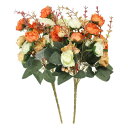 PATIKIL 7枝 21頭 造花シルクミニローズ 茎付き 2個 フェイクフラワーリーフ ローズデコレーションブーケ 結婚式 ホームオフィスの装飾用 オレンジ