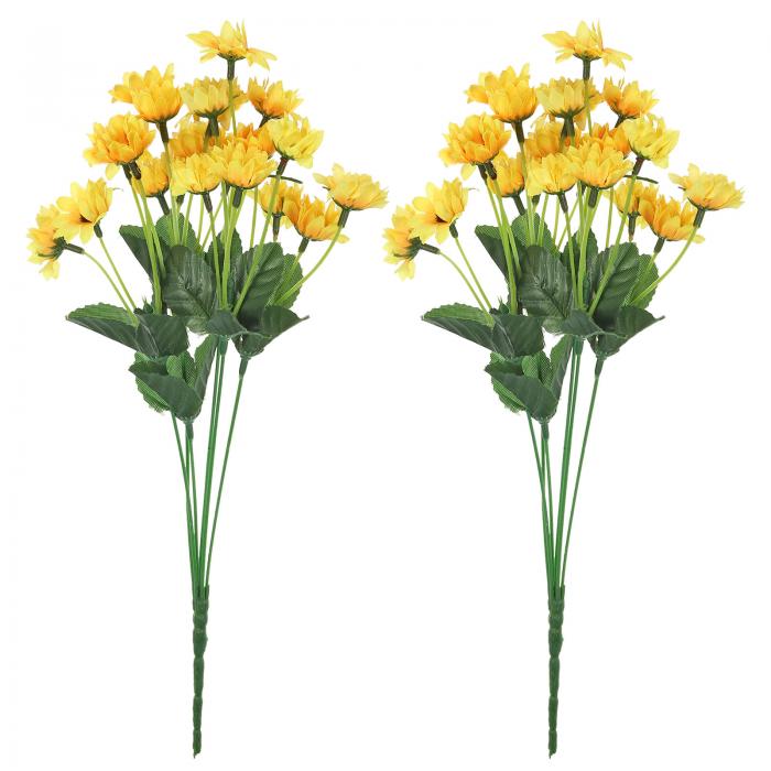 PATIKIL 22頭 人工シルクひまわり 茎付き 2個 造花 フェイク装飾ブーケ 結婚式 ホームオフィスの装飾用 ライトオレンジ