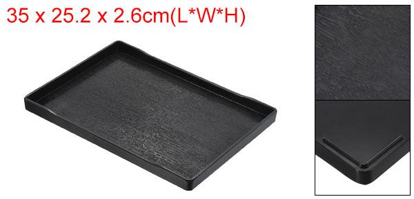 PATIKIL 14x10"ファストフードトレイ プラスチック製の再利用可能な多目的な長方形の木目調トレイ レストランや家庭用キッチンに最適 黒