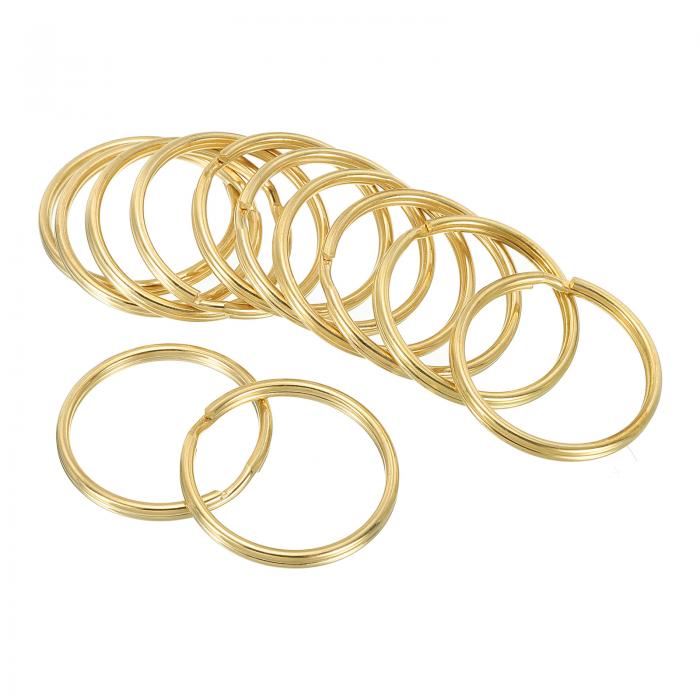 PATIKIL キーリング 12個入り 35mm直径の真鍮製Oリング 丸型スプリットキーリングル ープバックル レザークラフト 財布 バッグ用