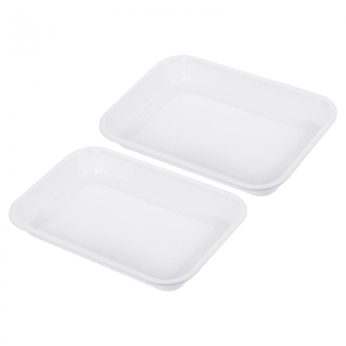 PATIKIL 11.9x8.4" ファストフードトレイ 2個セット プラスチック製サービングトレイ 再利用可能な多目的な長方形トレイ カフェテリア レストラン 家庭用キッチン用 ホワイト