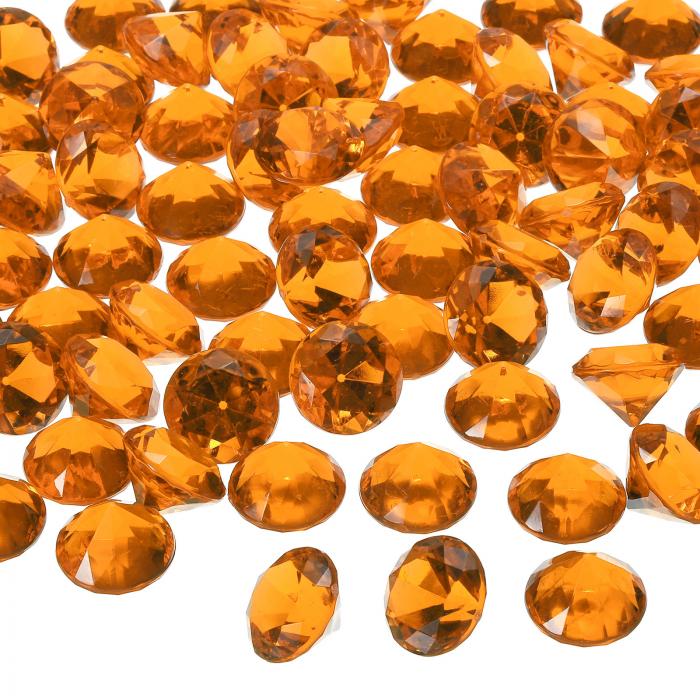 PATIKIL 100個入りのアクリルダイヤモンド ベースフィラー プラスチック製 25mm 水晶ジェム ウェディングテーブル散布用ダイヤモンドコンフェッティ オレンジ色 (500グラム/1ポンド)