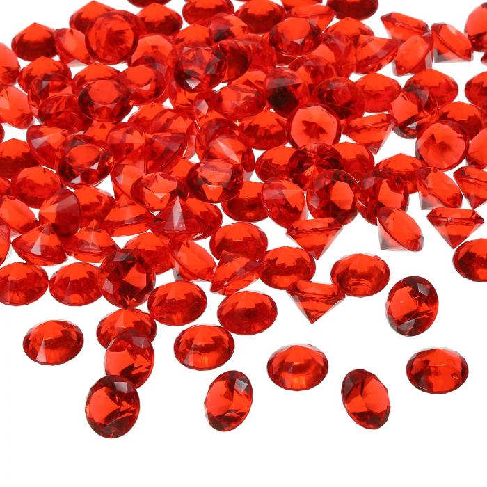 PATIKIL 550個のアクリルダイヤモンド ベースフィラー プラスチック製 19mm 偽の水晶 ジェム ウェディングテーブル散布用ダイヤモンドコンフェッティ ウェディングデコレーション 花嫁シャワーパーティー用 赤色 (1000グラム/2ポンド)