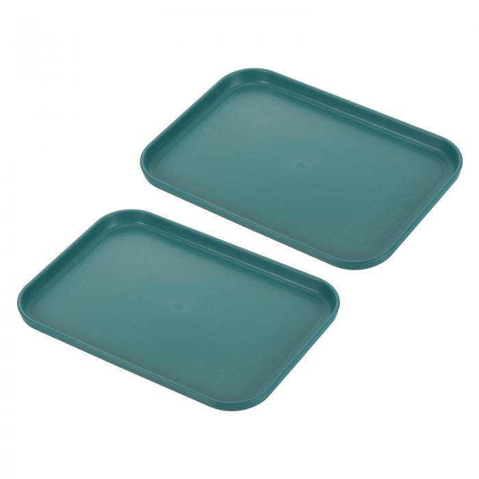 PATIKIL 9x7" ファストフードトレイ 2個セット PPプラスチック再利用可能な多目的ノンスリップ長方形サービングトレイ カフェテリア レストラン 家庭用キッチン用 ダーク緑
