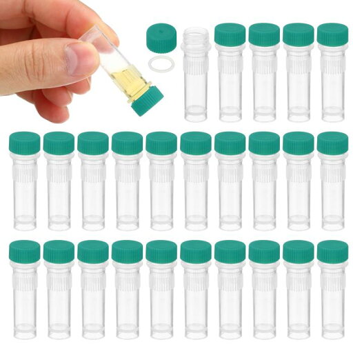 PATIKIL 1ml プラスチック試験管 25個入り 透明な凍結試験管 目盛り付き容器 ねじキャップ付き 研究室 科学 緑 キャップ PATIKIL 1ml プラスチック試験管 25個入り 透明な凍結試験管 目盛り付き容器 ねじキャップ付き 研究室 科学 緑 キャップ