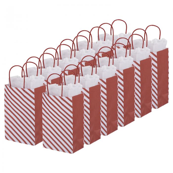 PATIKIL 13.3x8.2x21.3 cm ホワイトティッシュペーパー付きのギフトバッグ 12個 好意バッグ ハンドル付き グッディトート 結婚式 誕生日...