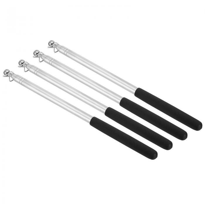 PATIKIL 1.6M/5.2フィート 伸縮式ハンドヘルド旗竿 4本セット 伸縮式教師用ポインタースティックバナーフラッグポール 黒色