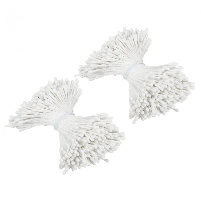 PATIKIL 2 mm 双頭花のおしべ 700個 造花 おしべ めしべ パッドパール フローラルおしべ DIY クリスマスカード 結婚式の装飾用 ホワイト