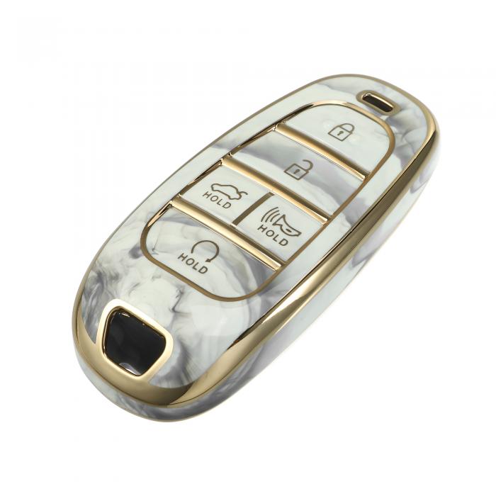 VekAuto キーフォブカバー Hyun daiに対応 Tucsonに対応 2020-2022 5ボタン磁器パターン ソフトTPU リモートキーレス スマートキーフォブケース 保護シェル グレー