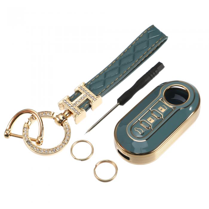 A ABSOPRO キーフォブカバーキット Fi atに対応 500 500Cに対応 3ボタン エッジファッション ソフトTPU..