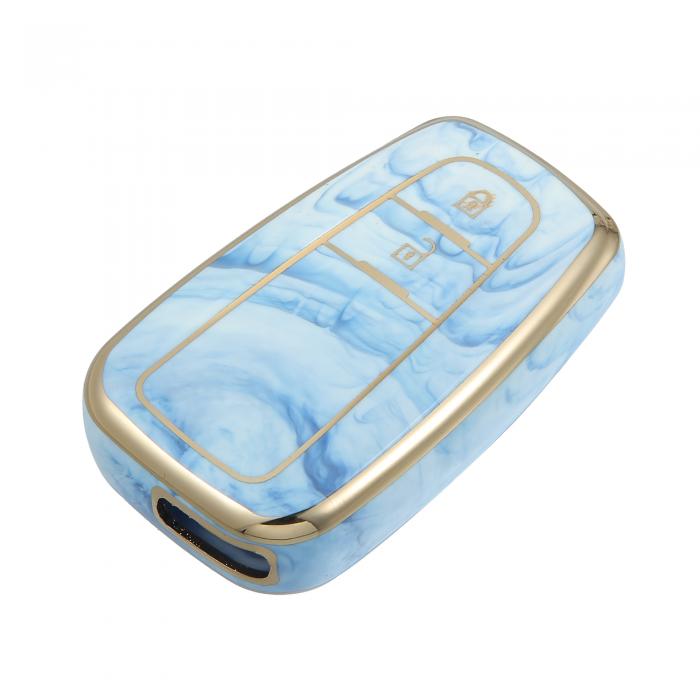 A ABSOPRO キーフォブカバー To yotaに対応 Pr iusに対応 2006-2022に対応 2ボタン磁器パターン ファッション ソフト TPU リモート キーレス スマート キー フォブ ケース 保護シェル 青