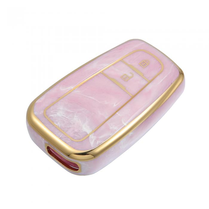 A ABSOPRO キーフォブカバー To yotaに対応 Pr iusに対応 2006-2022に対応 2ボタン磁器パターン ファッション ソフト TPU リモート キーレス スマート キー フォブ ケース 保護シェル ピンク