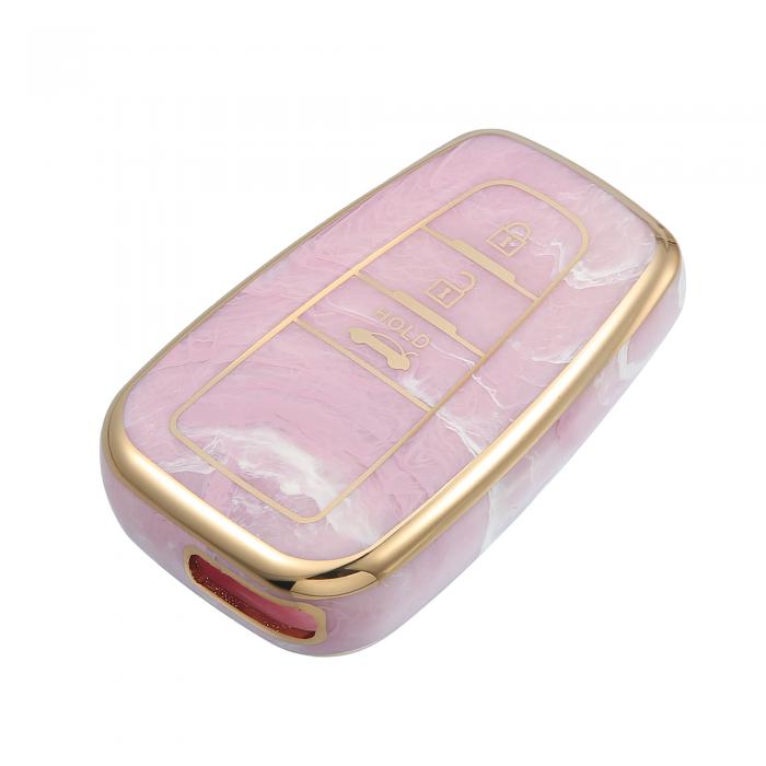 A ABSOPRO キーフォブカバー To yotaに対応 Pr iusに対応 2006-2022に対応 3ボタン磁器パターン ファッション ソフト TPU リモート キーレス スマート キー フォブ ケース 保護シェル ピンク