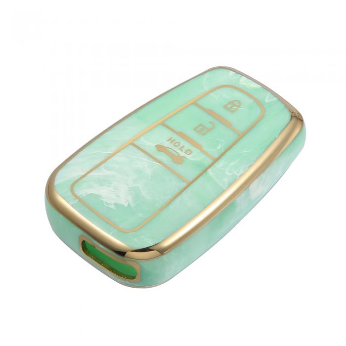 A ABSOPRO キーフォブカバー To yotaに対応 Pr iusに対応 2006-2022に対応 3ボタン磁器パターン ファッション ソフト TPU リモート キーレス スマート キー フォブ ケース 保護シェル 緑