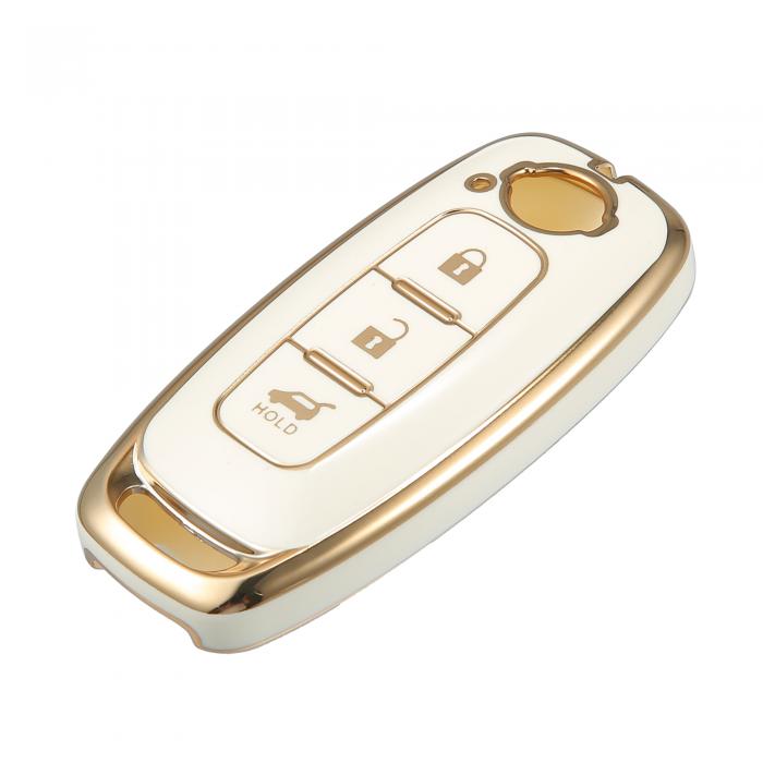 A ABSOPRO キーフォブカバーケース Nis sanに対応 Sakura Aria ソフトTPU ホワイト 3ボタン リモートキーレス スマートキーフォブケース保護シェル