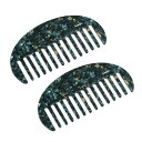VOCOSTE ヘアコームワイドトゥース 静電気防止 巻き毛用 ヘアケア用 もつれ解消コーム ウェットおよびドライ用 2個 濃い緑色