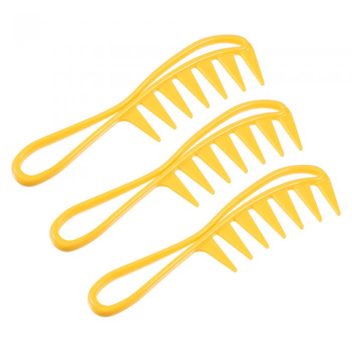 VOCOSTE ヘアコームワイドトゥース 静電気防止 太い巻き毛用 ヘアケア もつれ解消コーム ウェットとドライ用 3個 黄