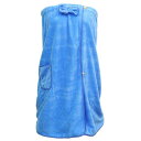 VOCOSTE バスラップタオル 女性用 シャワーラップタオル ローブ 調整可能 閉鎖バスラップ ポケット付き ブルー