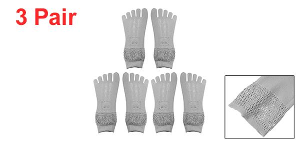 VOCOSTE インビジブル五本指ソックス 中空アウト セクシー 通気性 ソフト ファッション ノーショーソックス 女性用 3ペア グレー
