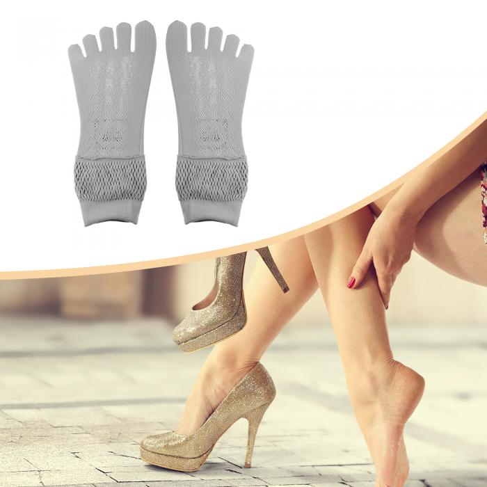 VOCOSTE インビジブル五本指ソックス 中空アウト セクシー 通気性 ソフト ファッション ノーショーソックス 女性用 3ペア グレー