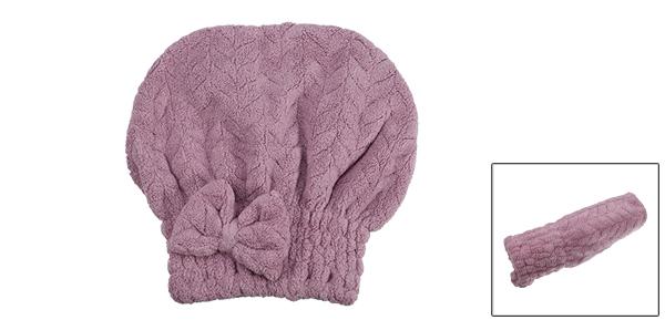 VOCOSTE タオルキャップ ヘアドライタオル 超吸水 速乾 髪の毛タオル 洗顔 プール お風呂 入浴後の髪の乾燥用 ふわふわ 蝶結び 大人 1枚入り 紫