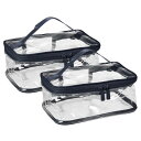 VOCOSTE 化粧ポーチ 化粧バッグ クリアメイクアップバッグ 旅行用 防水 透明 PVC 2個入り 紺