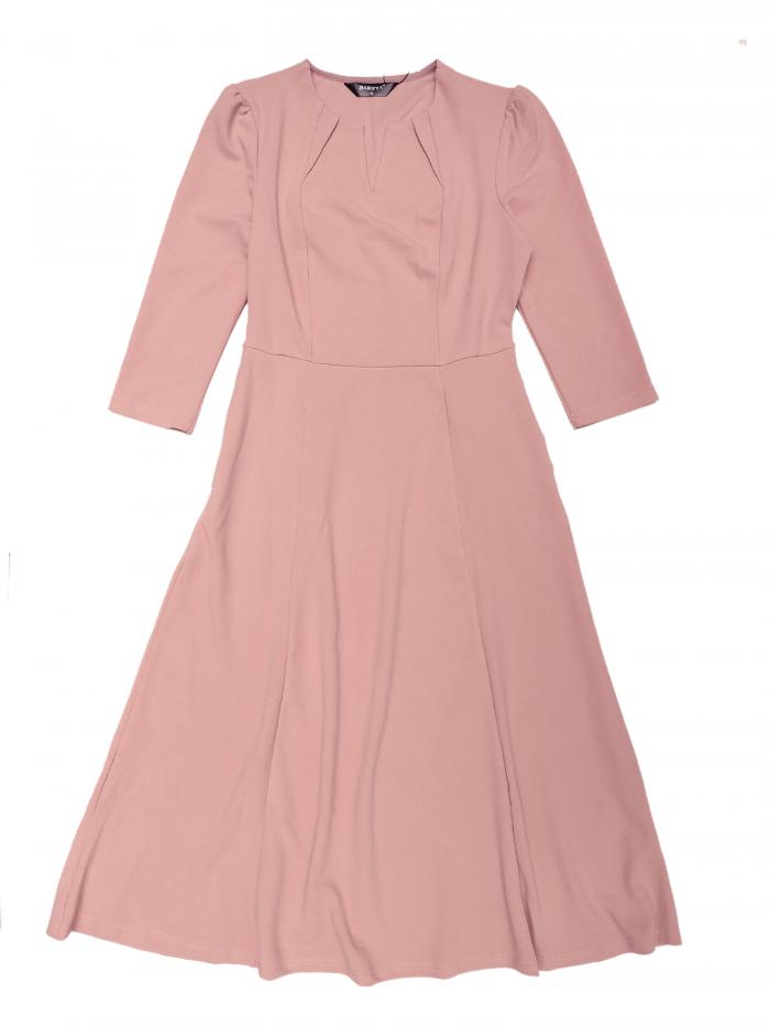 Allegra K Aラインドレス エレガント V ネックワンピース ポケット 七分袖 ワーク レディース ピンク XS