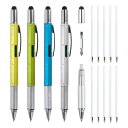 uxcell 4個セット 6 in 1 マルチツールテックツールペン メンズギフト ボールペン 定規 ドライバー スタイラス リフィル付き クリスマス用 イエロ...