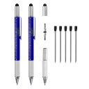 uxcell 2個セット 6 in 1 メタルマルチツールテックツールペン メンズギフト ボールペン 定規 ドライバー スタイラス 水平ゲージ リフィル付き クリスマス用 ブルー