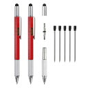 uxcell 2個セット 6 in 1 メタルマルチツールテックツールペン メンズギフト ボールペン 定規 ドライバー スタイラス 水平ゲージ リフィル付き クリスマス用 赤色
