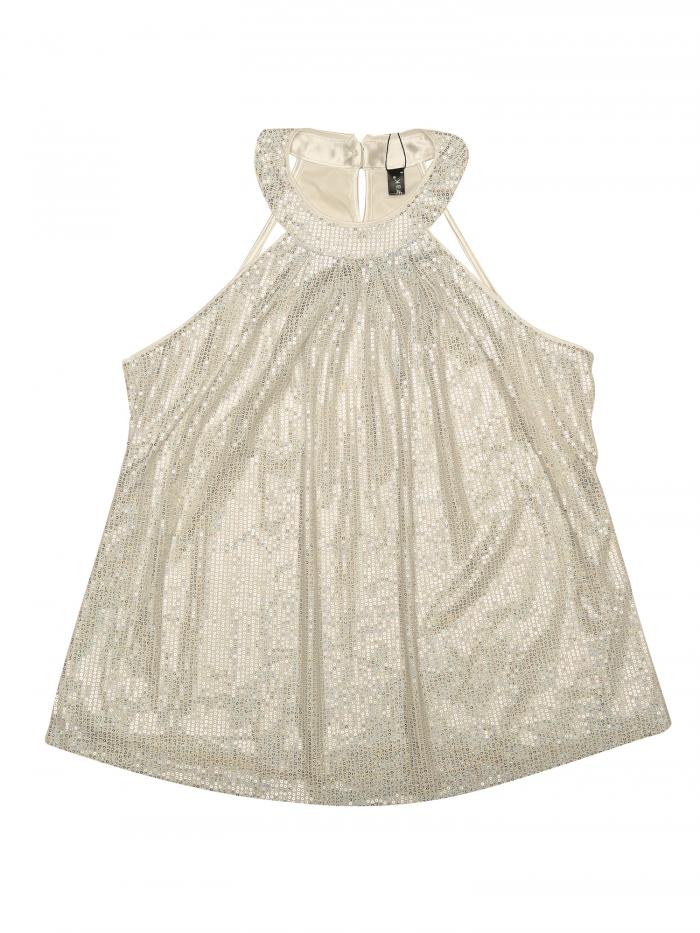 Allegra K タンク キャミソール ノースリーブ ベスト ホルター トップス パーティー クラブ カクテル レディース シルバー S