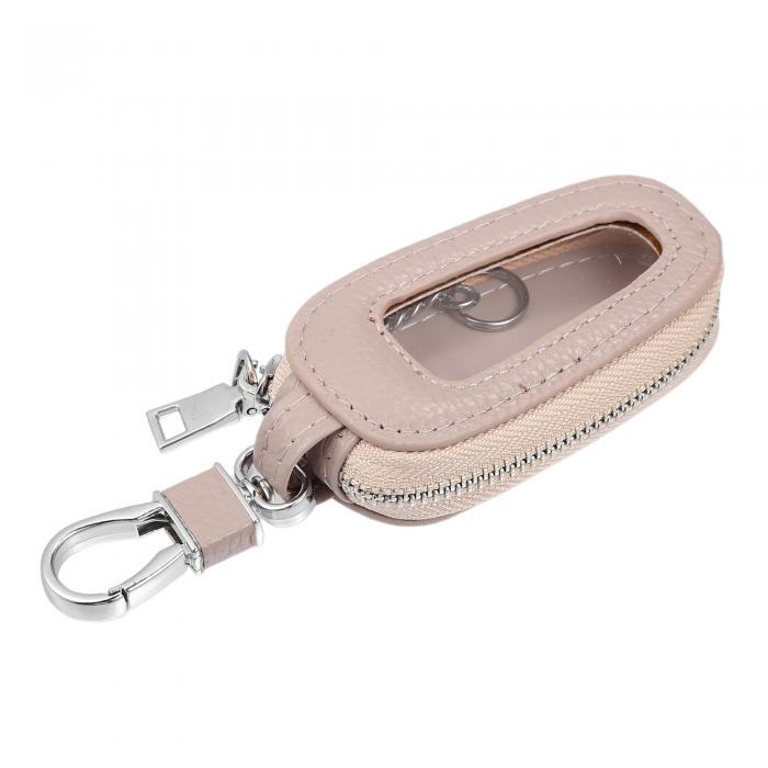 uxcell リモートカーキーケース ジッパーバッグ ユニバーサル 耐久性 キーホルダー付き 合成皮革 ピンク