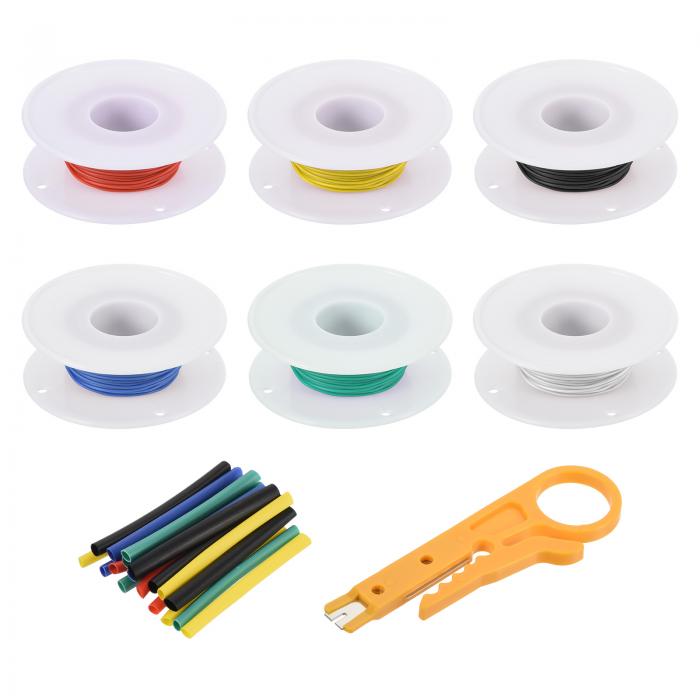 uxcell 30ゲージシリコンワイヤーキット 30AWG 電線 ストランド ティンメッキ銅 フックアップ スプール 49.2ft 1/32