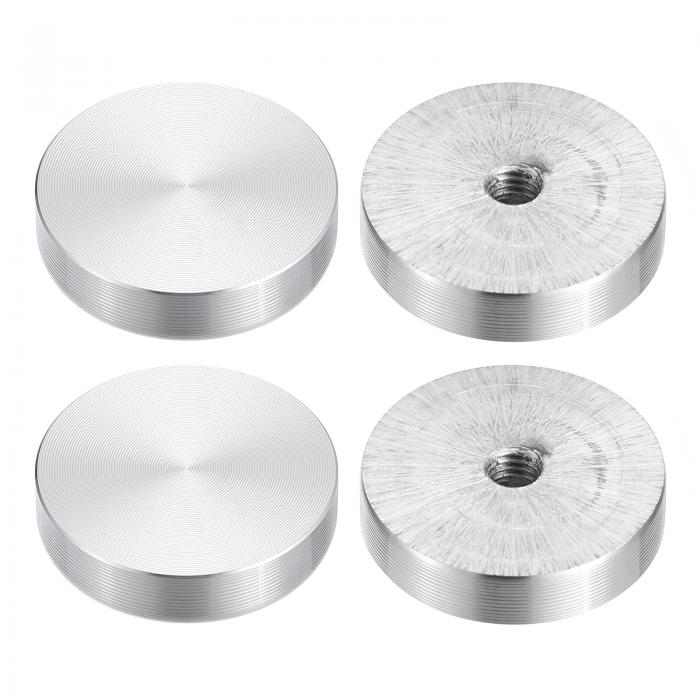 uxcell M6スレッド 30mm直径 丸いアルミディスクハードウェア4個 ガラステーブル用アルミニウムサークルディスクグラストップアダプター
