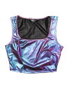 Allegra K メタリック クロップトップ 光沢 タンクトップ Uネック ノースリーブ パーティー ハロウィン衣装 クラブ レディース ブルーパープル L