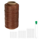 uxcell 縫製用糸 ウォックスポリエステル糸 284ヤード(260m) 150D 耐摩耗刺繍コード 強度 ある糸 綿糸 30本 針付き キルティング レザー...