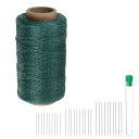 uxcell 縫製用糸 ウォックスポリエステル糸 284ヤード 260m 150D 耐摩耗刺繍コード 強度糸 綿糸 30本 針付き キルティング レザー用 ダー...