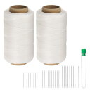 uxcell 2個セット 縫製用糸 284ヤード(260m) 150D ワックス加工ポリエステル糸 耐摩耗性 刺繍用コード 強度 ある綿糸 30本 針付き キル...