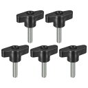 uxcell 5個セット クランピングスクリューノブ M5 x 25mm 炭素鋼 T字型サムスクリューハンドル クイックリリースハンド締めノブ交換用