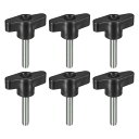 uxcell 6個セット クランピングスクリューノブ M6 x 30mm 炭素鋼 T字型サムスクリューハンドル クイックリリースハンドタイトニングノブ交換用