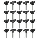 uxcell 20個のクランピングスクリューノブ M6 x 40mmの炭素鋼T字形サムスクリューハンドル クイックリムーブハンドタイトニングノブの交換用