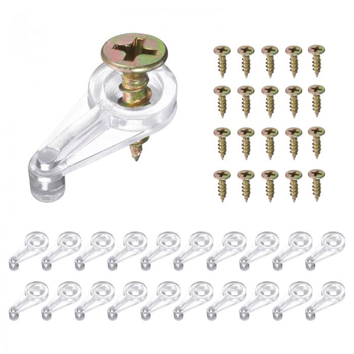 uxcell 120個セットのガラス固定クリップキット 25mmのプラスチックガラスキャビネットクリップと4mm厚..