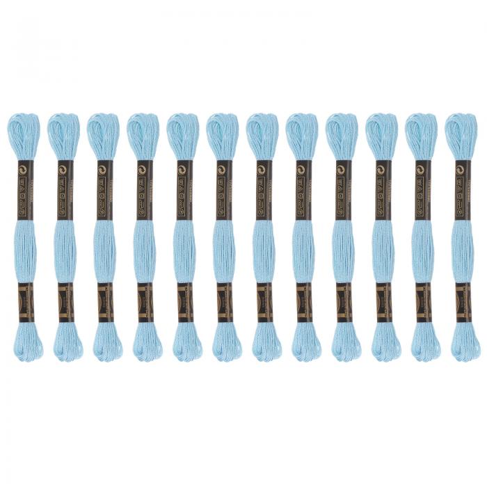【期間限定10％OFF】uxcell 12本 刺繍糸 各8m エジプト長繊維棉 刺繍プロジェクト ブレスレット用 スカイブルー