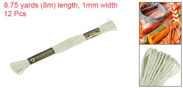 uxcell 12本 刺繍糸 それぞれ8m エジプト長繊維棉 クロスステッチ用糸 刺繍プロジェクト ブレスレット用 非常に薄い緑色